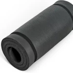 CAP 1&quot Extra Thick Yoga Mat Exercise &amp Workout Mat with Strap Black Latex-free NBR foam adds deep cushioning on hard f (New)