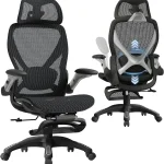 ELABEST X100 Ergonomic Mesh Office Chair with Footrest Big and Tall Hone Desk Chair with 5D Flip-Up Arms Adjustable 3D L (New)
