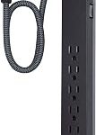 GE Surge Protector Power Strip 2 Ft Braided Extension Cord 6 Outlet Extender 620 Joules Flat Plug Wall Mount ETL Sa (New)