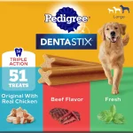 Pedigree Dentastix Large Breed Dental Dog Treats Variety 51 Count Original Chicken Beef and Fresh flavors reduces p (New)