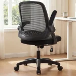 NEO CHAIR Office Desk Chair Ergonomic Mesh with Flip-Up Arms Dark Black Lumbar Support Height Adjustment 360Â° Swivel (New)