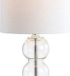 JONATHAN Y February 21" Stacked Sphere Table Lamp Clear/Chrome Rotary Switch Glass Contemporary Metal Bedside Nightst (New)