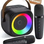 Mini Karaoke MachinePortable Bluetooth Speaker with 2 Wireless Microphones 360Â° Surround Sound5 Voice EffectsBluetoot (New)