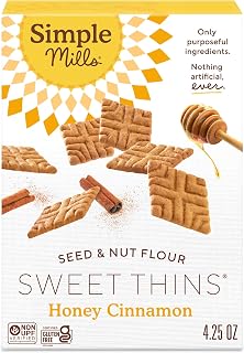81n3-zLYYmL._AC_UL320_ Simple Mills Sweet Thins Honey Cinnamon Cookies 1pk 4.25oz Light Crispy Crunchy Texture Sweetened with Coconut Suga (New) - Image 1