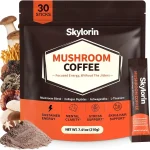 Skylorin 30 Sticks Mushroom Coffee with 7 Mushrooms &amp 3000mg Collagen Adaptogenic Blend with Ashwagandha &amp L-TheanineLo (New)