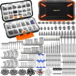 PLUSINNO 264/397pcs Fishing Accessories Kit Organized Fishing Tackle Box with Tackle Included Fishing Hooks Fishing Wei (New)