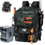 KastKing BaitSpace 50L Fishing Backpack with 4 Tackle Boxes 2 Rod Holders Removable Soft Bait Binder Customizable Comp (New)