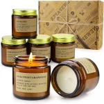 6 Pack Candles for Home Scented Aromatherapy Candle Gift Set for Women Soy Wax Long Lasting Amber Jar Candles Gift for Bir (New)