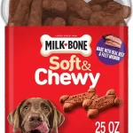 Milk-Bone Soft &amp Chewy Dog Treats 25 Oz Canister Made with real beef &amp filet mignon tender dog treats easy to chew (New)