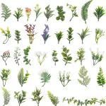 36Pcs Mini Artificial Fake Green Leaves Faux Plants for DIY Craft Bouquets (New)