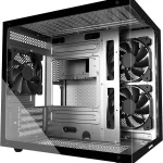 MOROVOL MATX PC Case270Â° Panoramic Tempered Glass Panel Gaming PC Case3 Fans Pre-Installed Micro-ATX Computer CaseUSB (New)