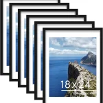 PEALSN 18x24 Poster Frame Set of 6 Wall Mounting Display Black Display 16x20 with Mat or 18x24 Without Mat Horizontal (New)