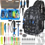 PLUSINNO Fishing Backpack with Tackle Box Fishing Gear Kit Tackle Bag Waterproof Tackle Backpack &amp Fishing Kit With Rod (New)
