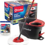 O-Cedar Easywring Microfiber Spin Mop &amp Bucket Floor Cleaning System with 1 Extra RefillRed / Gray (New)