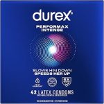 Durex Performax Intense Condoms for Men Ribbed Latex Condoms 42 Count Lubricated to Help Prevent Breakage Regular Fi (New)