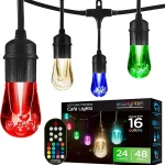 Enbrighten Vintage Outdoor String Lights 48ft 24 Bulbs Remote Control Coloring Changing LEDs Weatherproof Shatterpr (New)