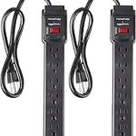 Amazon Basics 6-Outlet Surge Protector Power Strip with 200J Protection Circuit Breaker 2ft Extension Cord Black 2-Pack (New)