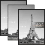 upsimples 18x24 Poster Frame Easy Slide-In Assembly Black 3 Pack Gallery Wall 18 x 24 Picture Frames Set for Family (New)