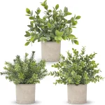 Der Rose 3 Pack Fake Plants Artificial Plants for Office Bathroom Decor Sage green frosted eucalyptus maintenance-free (New)