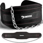 DMoose Fitness Dip Belt for Weight Lifting Pullup Squats &amp Dips - 36&quot Robust Steel Chain Comfortable Neoprene Padding S (New)