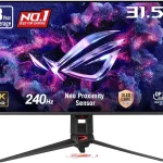 ASUS ROG PG32UCDMR 32 Inch 4K 240Hz OLED Gaming Monitor QD-OLED OLED Care Pro 003ms G-SYNC Compatible USB-C 90W Dis (New)