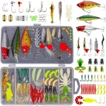 GOANDO Fishing Lures Kit for Freshwater Bait Tackle Kit for Bass Trout Salmon Fishing Accessories Tackle Box Including Spo (New)