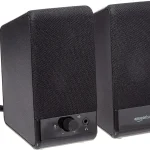 Amazon Basics USB-Powered Computer Speakers with Volume Control for Desktop or Laptop PC Compact Size Headphone Jack Po (New)