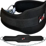 AQF Dip Belt with 36&quot Steel Chain - Neoprene Padded Back Support Belt Secure Carabiners for Weighted Pull ups Dips Gy (New)