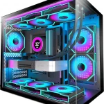 HYXN H3 HYXN ATX PC Case - Pre-Installed with 6 Infinity Mirror PWM ARGB Fans - Compact Dual Cavity Mid-Tower PC Gaming Ca (New)