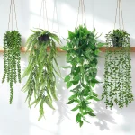Der Rose 4Pcs Fake Hanging Plants with Lush Cascading Greenery Artificial plants with black pots 20 34 in long faux vin (New)