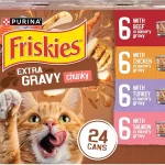 Purina Friskies Extra Gravy Wet Cat Food Chunky Variety 24 55 oz Cans Variety Pack With Chicken Turkey Salmon &amp (New)