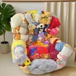 150 180L Transparent Children Plush Toys Storage Chair Cover Bean Bag With Zipper Waterproof (New)