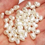 100 6x9mm Irregular Beige Acrylic Charms Pearl Beads Imitation Pearls Loose Beads For (New)