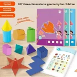 3D Geometry Quiet Book For Kids Montessori Educational Tracing Workbook Spatial Thinking Training (New)