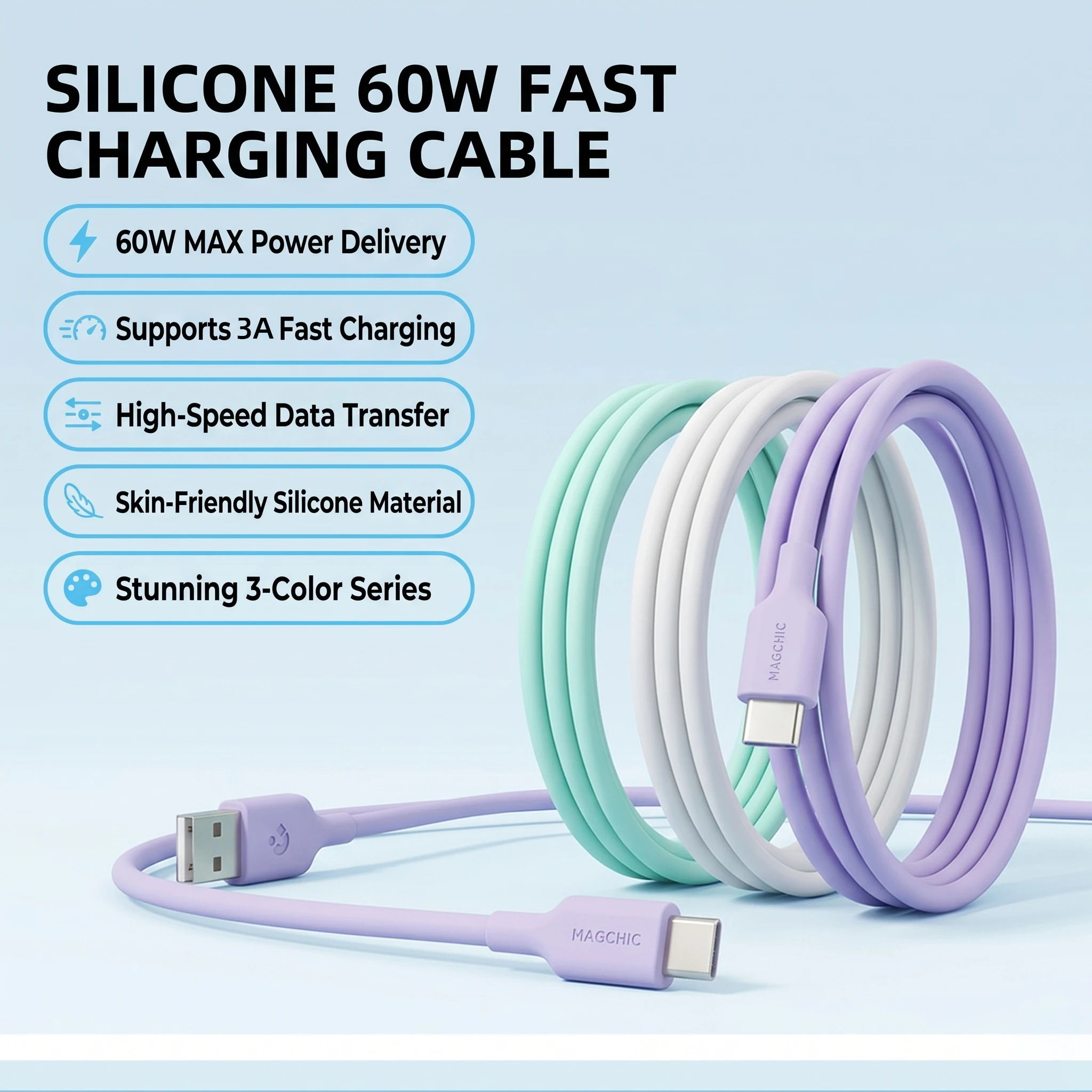 A4f6c31cd1aeb432e84cb2dbbd6820064b USB Type C Cable 1FT Charger Cable PD 60W Fast Charge Data Cord (New) - Image 1