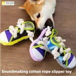 TOWOWO Dog Toys Shoes Pet Cotton Rope Slippers Sound Making Toys Teeth Cleaning (New)