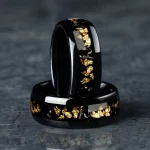 Fashion 8mm Men Stainless Steel Rings Inlay Meteorite Abalone Shell Rings For Men (New)