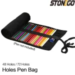 STONEGO 48 72 Holes Canvas Wrap Roll Up Pencil Pen Bag Holder Case Storage (New)