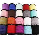 5 10 20m 2.5mm Flat Faux Suede Braided Cord Velvet Leather Rope Handmade Thread String (New)