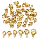 10 20 30 Stainless Steel Gold Plated Lobster Clasp Claw Clasps For Bracelet Necklace Chain (New)