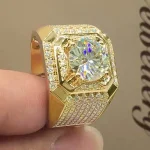 Big White Crystal CZ Ring For Women Men Fashion Gold Color Hip Hop (New)