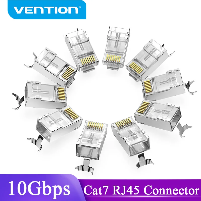 H4bd24ecffc6e4c7f9f70e1446a211681T Vention Cat7 RJ45 Connector Cat7/6/5e STP 8P8C Modular Ethernet Cable (New) - Image 1