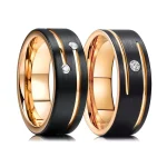 Fashion 8mm Black Polished Finish Tungsten Wedding Ring For Men Inlaid Zirconia Stainless (New)
