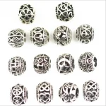 10 Lot 10mm Tibetan Silver Metal Hollow Beads Big Hole Loose Spacer Beads For (New)