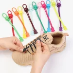 No tie shoelaces Round Elastic Shoelace Plastic snap lock Suitable for all shoes (New)
