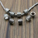 20 Tibetan Antique Silver Loose Spacer Beads Charms Metal Big Hole Beads for (New)