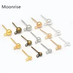 50 Gold Ball Post Earring Studs 3mm 4mm 5mm Ear Pins with 1.5mm (New)