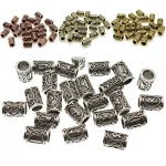 24 Viking Rune Big Hole Spacer Beads Hair Braid Dreadlock Beard Bead Pendant (New)