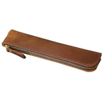 Portable Genuine Cowhide Pencil Case Retro Leather Pen Bag Storage Pouch for Pens (New)