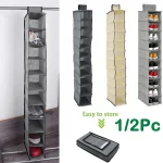 10 Layer Hanging Storage Bag Foldable Space Saving Clothes Hat Shoe Organizer for Collapsible (New)